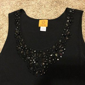 Ruby Rd Black Tank - Beaded Embellishments
